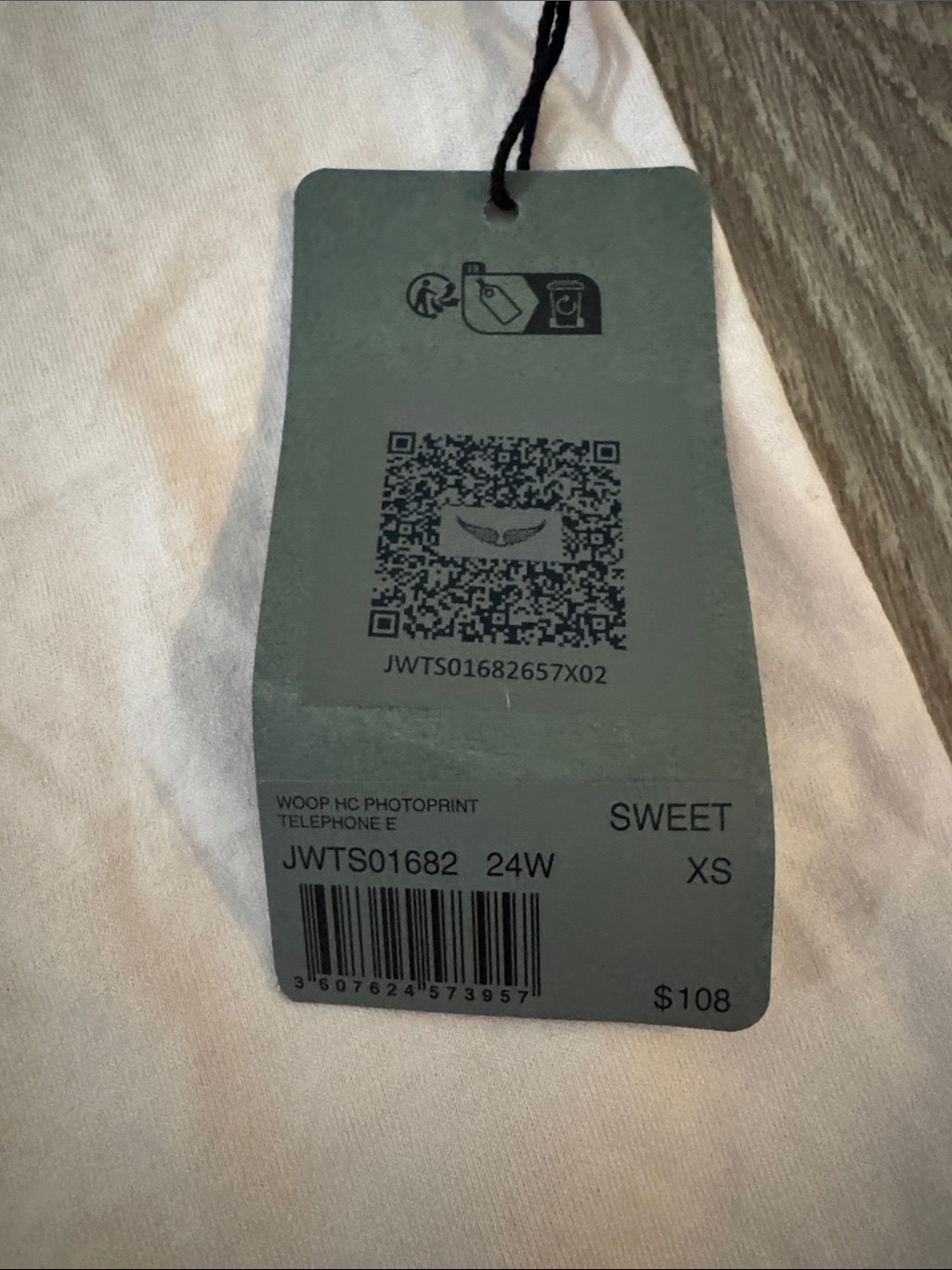 Nwt Zadig & Voltaire Cell Phone Image On T-Shirt — image 2 of 5